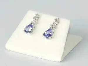 ต่างหูห้อยเพชรโมอิสสีเงิน925แบบห้อยสไตล์วินเทจจาก2.20Ct แพร์ - Product Image 4