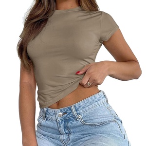 เสื้อครอปท็อปผู้หญิง ผ้าฝ้าย สำหรับฤดูร้อน สไตล์ลำลอง ถักทอเรียบง่าย คุณภาพสูง เป็นมิตรกับสิ่งแวดล้อม ระบายอากาศได้ดี ไม่เป็นขุย ขายส่ง ปี 2027 - Product Image 3