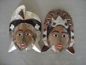 Máscara Tallada en Concha Marina, Joyería de Concha Marina, Motivo de Máscara, Tamaño Mixto 20x15cm, Máscara Tallada en Concha Marina - Product Image 3