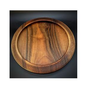 Vente en gros de plateaux de service en bois d'acacia de haute qualité assiettes rondes décoratives en bois pour la nourriture - Product Image 1