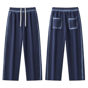 กางเกงวอร์มผ้าฟลีซโพลีเอสเตอร์สำหรับผู้ชายกางเกงวิ่งแบบลำลองขายาวผ้าฝ้ายโพลีเอสเตอร์ฟอกสีขาตรงโลโก้ออกแบบได้ตามต้องการ - Product Image 1