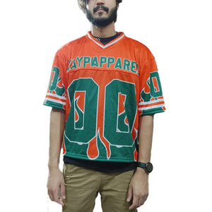 Camisetas de fútbol americano con logotipo bordado sublimado, camisetas de fútbol de malla cuadrada de poliéster personalizadas - Product Image 1