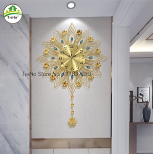 Ak Laiton Style Européen Métal Décoratif Silencieux Horloge Murale Finition Or Horloge Murale Chambre Horloge Murale Pour La Décoration Intérieure - Product Image 1