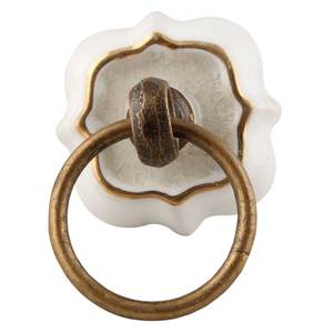 Boutons en céramique de couleur glaçure de boucle suspendue antique en laiton de luxe marocain pour poignées de tiroir et d'armoire pour cuisine et armoire - Product Image 1