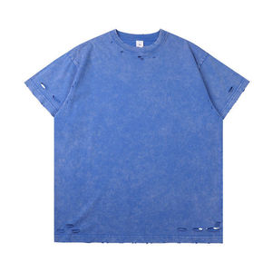 Camiseta personalizada de algodón 300G 100% para hombre, tejido de bambú extragrande lavado y desgastado de peso pesado con letras únicas - Product Image 3