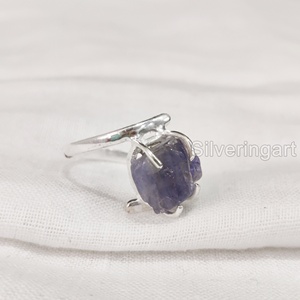 Bijoux en pierre brute bague pour femme tanzanite naturelle pierre précieuse brute décembre pierre de naissance croix bague en argent sterling 925 - Product Image 3