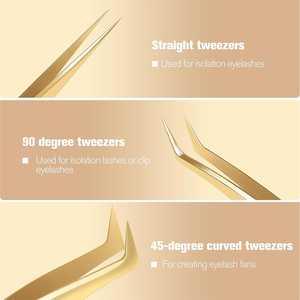 ชุดแหนบขนตา3ชิ้นสีทองชุดแหนบสำหรับดูแลขนตา - Product Image 5