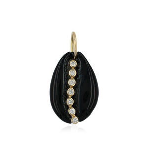 Pendentif à breloque coquillage en or jaune 14 carats Pave Diamond Shell Bijoux Cadeau unisexe fait à la main Nouveau pendentif design Coquillage cauri - Product Image 1