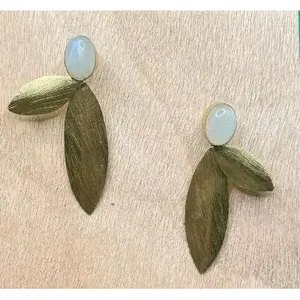 Fashion Trendy Wedding <b>Drop</b> Earrings Brass Gold Plated <b>Rainbow</b> Moonstone Gemstone - Product Image 3