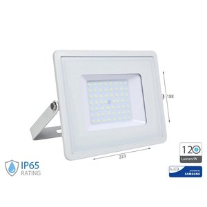 Luce di inondazione a LED sottile ad alta luminosità 120lm/W 50W 6000lm alloggiamento bianco freddo 6400K SKU-21763 Chip IP65 Samsung - Product Image 1