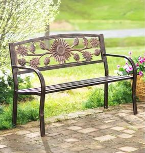 Nouvel arrivage de banc d'extérieur de jardin en fonte au design floral finition classique antique pour patio - Product Image 1