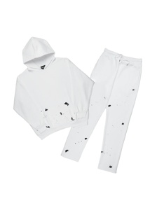 ชุดวอร์มสองชิ้นของผู้ชายชุดวอร์มสีขาวแบบซ้อนกันน้ำหนักโลโก้ตามสั่งชุดวอร์มสีขาวสำหรับฤดูหนาวไซส์พิเศษ - Product Image 1