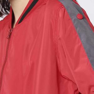 แจ็กเก็ตบอมเบอร์แบบมีซิปสำหรับผู้หญิงเสื้อผ้าแบบระบายอากาศได้ผ้าฝ้ายย้อมสีเรียบ - Product Image 5