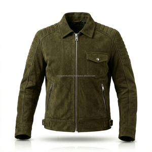 Wholesale Factory Direct Sialkot Custom Men Two-Tone Suede <b>Jacket</b> <b>Slim</b> <b>Fit</b> Zip Up Moto Leather <b>Jacket</b> - Product Image 3