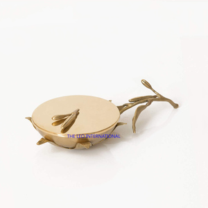 Cuenco decorativo chapado en oro con mango, acero inoxidable, latón, Metal, diseño único, cuenco recién llegado - Product Image 1