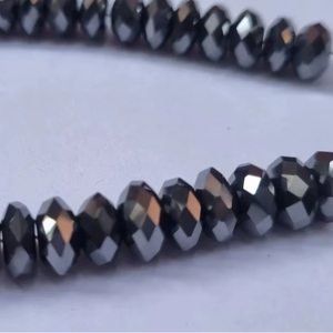 Cuentas de Rondell de moissanita negra Cuentas de moissanita negra de 10 MM Cuentas de diamante facetadas - Product Image 1