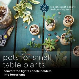 Bougeoir à bougie chauffe-plat en bambou Pièce maîtresse rustique Mariage Bois Lot de 6 bougeoirs en bois Table haute de 1.5 pouces - Product Image 5