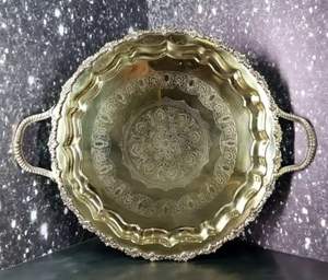 Bandeja de servicio de latón de venta de lujo Vintage estilo personalizado comedor restaurante y Hotel suministros bandeja de lujo de latón de alta calidad - Product Image 5