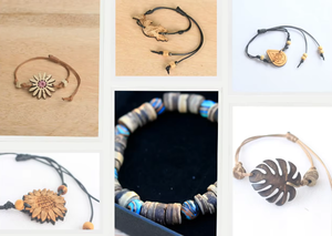 Bracelet en coquille de noix de coco naturelle-Accessoire fait à la main et durable avec charme rustique VIET FARGIMEX - Product Image 6