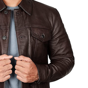 Outdoor Sports Men Windproof Breathable Waterproof Canvas Coated Leather Stand Winter Motorcycle Jacket High Quality Casual - Product Image 4