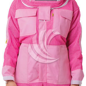 Three Layer Beekeeping Ventilated Suit with Round Fencing Veil In Pink Color - Product Image 4