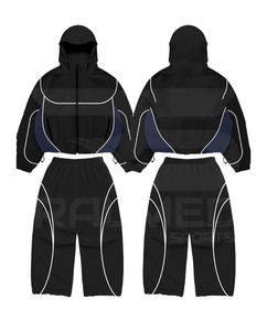Ensemble survêtement pour homme, nouveau design, 100% nylon, pantalon et veste à capuche, imperméable, lignes réfléchissantes, coupe-vent - Product Image 6