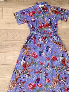 Vestido Maxi Kaftan de Algodón Orgánico con Estampado Floral Bohemio, Estampado a Mano, para Verano, Talla XS para Mujer - Product Image 3