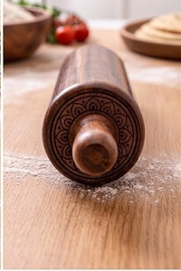 Rodillo de Masa de Madera de Acacia, Redondo, Ecológico, Apto para Lavavajillas, Utensilio de Cocina de Diseño Minimalista para Hornear y Preparar Masa - Product Image 5