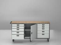 Banc de travail professionnel DETAY pour mécanicien, 10 tiroirs, robuste, revêtement électrostatique, station de rangement d'outils, armoire OEM