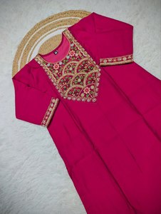 Beautiful Neck Design Daily & Office Party Special Straight Cut Border Traditional <b>Kurti</b> / Kurta Set At Reasonable Price 2026 - Product Image 6
