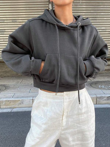 2026 Wholesale Custom Blank Heavyweight Cropped Pullover <b>Hoodie</b> Women Long Sleeve Streetwear Winter <b>Gym</b> Wear Breathable - Product Image 4