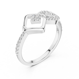 Anillo de Diamantes Personalizado al por Mayor para Mujer, Diseño Moderno Geométrico Cuadrado en Espiral, Plata y Oro, Directo de Fábrica, OEM ODM - Product Image 1