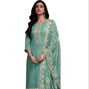 Pure Cotton Crystal Organza with Embroidery Dull Stanton and Dupatta Kurti Set Made From Rayon - Product Image 1