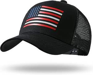American Flag <b>Trucker</b> <b>Hat</b> - Snapback <b>Hat</b>, Baseball Cap for Men <b>Women</b> - Breathable Mesh Side, Adjustable Fit - for Casual Wear - Product Image 1