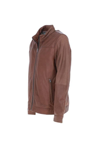 Veste en cuir de motard classique au design élégant et tendance pour hommes, coupe ajustée, écologique, respirante, hiver - Product Image 6