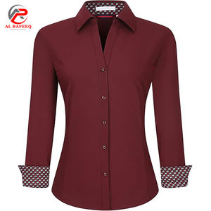 Camisa de contraste de manga larga de moda para mujer Logotipo personalizado - Product Image 1