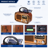 Radio portable solaire AM FM SW RAISENG R-68BT R-68BTS, radio rechargeable, lecteur MP3 USB TF, OEM d'usine