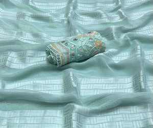 Bollywood dernier concepteur à la mode lourd porter Georgette Saree avec Super séquence travail grossiste & fabricant de l'Inde - Product Image 4