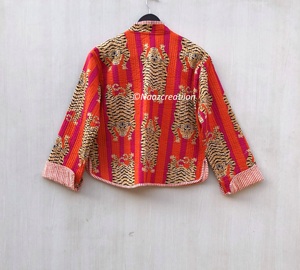 <b>Quilted</b> Floral Handmade Bohemian Jackets Cotton Floral Style Fall Winter Jacket Coat Street wear reversible gift for her - Product Image 4