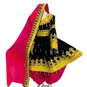 Black And Pink Afghan traditional Dress For Ladies Traditional Kuchi Embroidery Gown For Cultural Festivals - Product Image 2