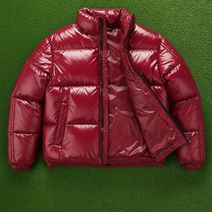 Veste d'hiver matelassée rouge brillante pour homme, col montant, fermeture éclair, imperméable, respirante, en coton chaud, vente en gros OEM unisexe - Product Image 5
