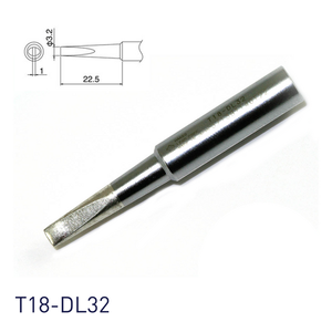 Embout de tournevis à lame plate en cuivre sans oxygène Hakko T18-DL32, épaisseur de tête 3,0-4,0 mm, connecteur à enfoncer pour fer à souder - Product Image 1