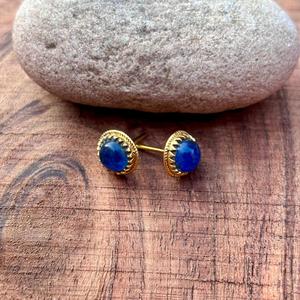 Elegant 925 <b>Sterling</b> <b>Silver</b> <b>Stud</b> Earrings Blue Sapphire Gold Plated Fine Jewelry for Women Wholesale Available Gemstone Jewelry - Product Image 4