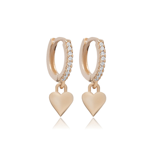 Popular corazón encanto CZ piedra pendientes turcos venta al por mayor hecho a mano 925 joyería de plata esterlina - Product Image 6