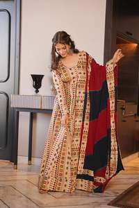 Indian Pakistani Poly REYON Embroidery Work Fancy Salwar Kameez Suit for Women Wedding Collection of Saree Long Gown Dress Saree - Product Image 4