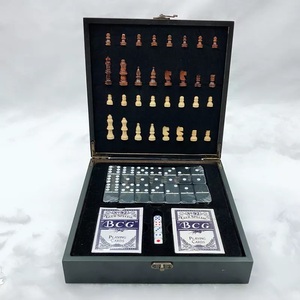 Metier 4-en-1 jeu d'échecs en bois jeu d'échecs en bois de voyage pliant magnétique facile à transporter dominos jeu d'échecs en bois pour adulte - Product Image 2