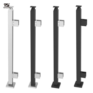 TENSON Adjustable Stainless <strong>Steel</strong> 304/316 Glass <strong>Railing</strong> with Posts for Pool/Deck/<strong>Stair</strong>/Balcony-Modern <strong>Design</strong> Black Handrail - Product Image 2