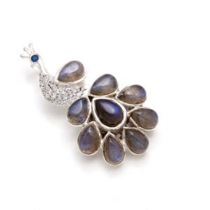 Collier avec pendentif en argent sterling massif 925 Labradorite bleue naturelle pour femmes, fait à la main, style poire gravé mignon pour les mariages - Product Image 2