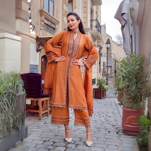 ชุดเดรสปาร์ตี้สไตล์ปากีสถานสำหรับผู้หญิงชุดเดรสลำลองสไตล์ปากีสถานจากปากีสถานชุดเดรสผ้าคอตตอนเย็บติด - Product Image 5