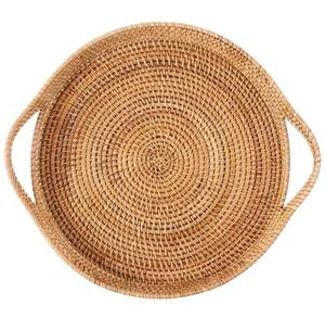 Designer <b>Edge</b> Rattan Tray Stylish Woven Tray for Serving Snacks Drinks Breakfast Tea Coffee Organizing Kitchen Essentials - Product Image 3